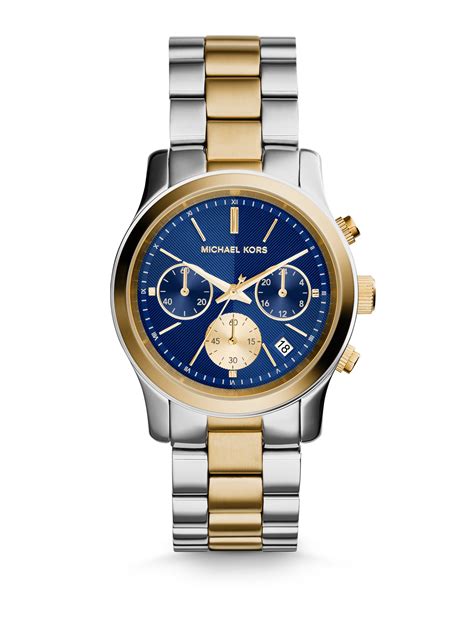 michael kors 2 tone chronograph watch|Michael Kors runway chronograph.